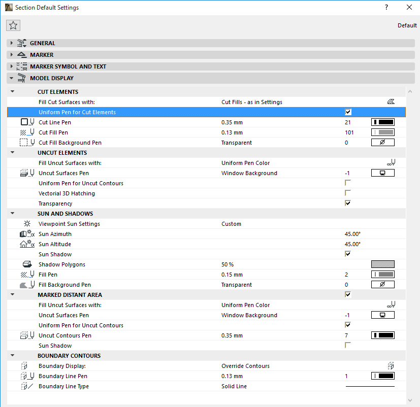 Model Display In The Section Window User Guide Page Graphisoft